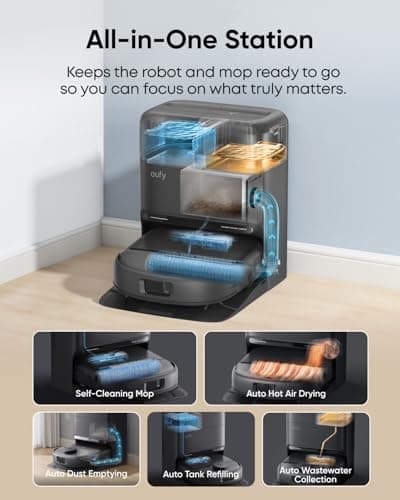eufy C28 Robot Vacuum and Mop Combo - HydroJet Always-Fresh Roller Mop | 15,000Pa Turbo Suction | DuoSpiral 0% Tangle Brush | 75-Day Self-Emptying Omni Station | iPath 2.0 LiDAR Navigation | Auto Mop Washing and Drying — image 7