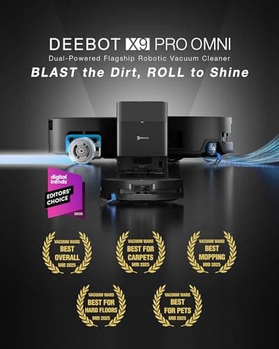 ECOVACS DEEBOT X9 PRO - 16,600Pa BLAST Suction 34.5 CFM Airflow, OZMO ROLLER Instant Self-Washing Mop 220RPM, 10-in-1 Omni Station 167°F Mop Wash, ZeroTangle 3.0, TruEdge 2.0 100% Coverage, AI Stain Detection 2.0 — image 10