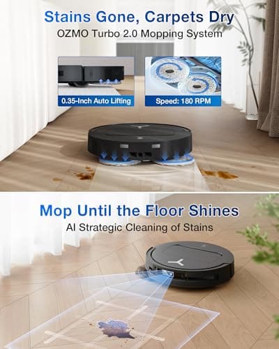 ECOVACS DEEBOT T50 PRO OMNI Robot Vacuum and Mop - 3.19-Inch Ultra-Slim, 15,000Pa Suction, OZMO Turbo 2.0 180RPM Dual Mop, ZeroTangle 2.0 0% Tangling, 10-in-1 OMNI Station 167°F Mop Wash, AIVI 3D 3.0, AGENT YIKO 2.0 — image 7