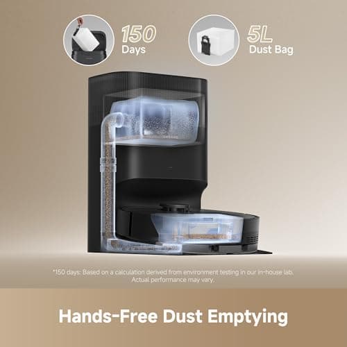 DREAME D20 Plus Robot Vacuum and Mop - 13,000Pa Vormax Suction | 100% Detangling  HyperStream DuoBrush | Self-Emptying 5L Dust Bag 150-Day Hands-Free | 285-Min Battery 5200mAh | Alexa Siri Google Control | 2-in-1 Vacuum & Mop — image 3