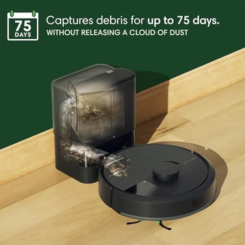 iRobot Roomba 105 Vac - Self-Empties 75 Days 99% Allergen Trapping | 70X Power-Lifting Suction vs Roomba 600 | 3-Stage Cleaning System | ClearView LiDAR Neat Rows Navigation 3 Floor Maps | 4 Suction Levels | Works with Alexa Siri Google — image 3