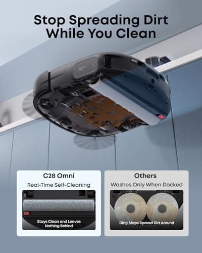 eufy C28 Robot Vacuum and Mop Combo - HydroJet Always-Fresh Roller Mop | 15,000Pa Turbo Suction | DuoSpiral 0% Tangle Brush | 75-Day Self-Emptying Omni Station | iPath 2.0 LiDAR Navigation | Auto Mop Washing and Drying — image 4