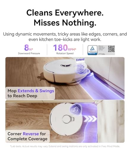 NARWAL Freo Z10 Robot Vacuum and Mop Combo - DualFlow Tangle-Free System | 15,000Pa Hyper Suction | AI Adaptive Hot Water Mop | 120-Day Self-Emptying | MopExtend EdgeSwing Corner Coverage | AI DirtSense | LiDAR 4.0 Navigation — image 3