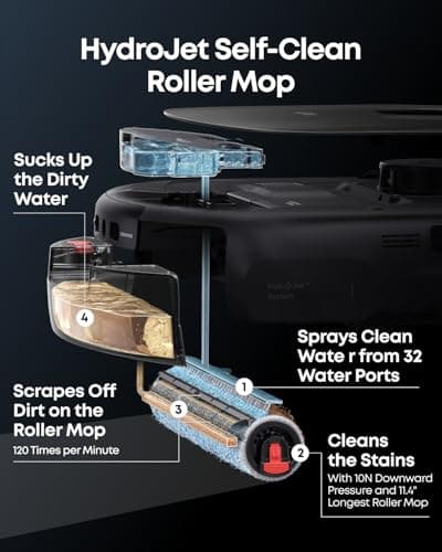 eufy Robot Vacuum Omni E28 - 20,000Pa Turbo Suction, HydroJet Always-Fresh 11.4" Roller Mop, World's First Portable Deep Cleaner, DuoSpiral Zero-Tangle Brushes, CornerRover Arm, 75-Day Self-Emptying Omni Station — image 3