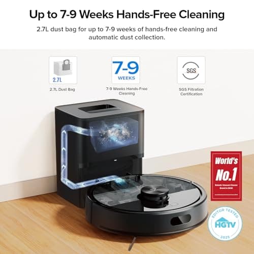 roborock Q7 M5+ Robot Vacuum and Mop - Upgraded from Q5 Max+, 10,000Pa HyperForce Suction, Dual Anti-Tangle JawScrapers Combo Brush, RockDock Plus 2.7L 7-9 Weeks Self-Empty, E12 Filtration, PreciSense LiDAR 4-Floor Mapping, App Control — image 2