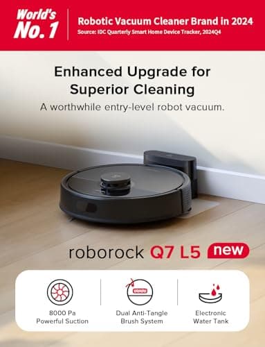 roborock Q7 L5 Robot Vacuum and Mop Combo - 8,000Pa HyperForce Suction, Dual Anti-Tangle System, PreciSense LiDAR 6x Quick Mapping 3 Floor Maps, 150 Min Runtime — image 2
