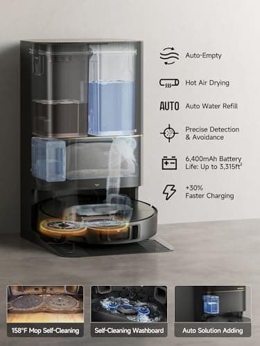 DREAME X40 Ultra Robot Vacuum and Mop Combo | 12,000Pa Vormax Suction | SideReach and MopExtend Edge Cleaning | Self-Cleaning Hot Water Mop | 75-Day Self-Emptying | Removable Mop for Carpet | OmniDirt Detection | Best for Pet Hair — image 2
