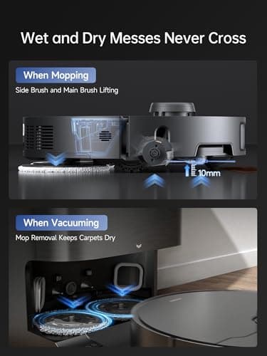 DREAME X40 Ultra Robot Vacuum and Mop Combo | 12,000Pa Vormax Suction | SideReach and MopExtend Edge Cleaning | Self-Cleaning Hot Water Mop | 75-Day Self-Emptying | Removable Mop for Carpet | OmniDirt Detection | Best for Pet Hair — image 5