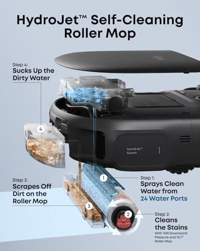 eufy C28 Robot Vacuum and Mop Combo - HydroJet Always-Fresh Roller Mop | 15,000Pa Turbo Suction | DuoSpiral 0% Tangle Brush | 75-Day Self-Emptying Omni Station | iPath 2.0 LiDAR Navigation | Auto Mop Washing and Drying — image 3
