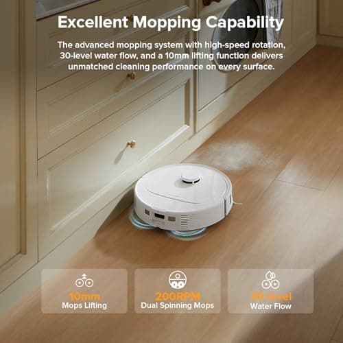 Roborock QV 35A Robot Vacuum and Mop - 8000Pa HyperForce Suction | Tangle-Free Brush System | 200RPM Dual Spinning Mops | Reactive Tech Obstacle Avoidance | PreciSense LiDAR Navigation | Self-Emptying Robot Vacuum for Pet Hair — image 4