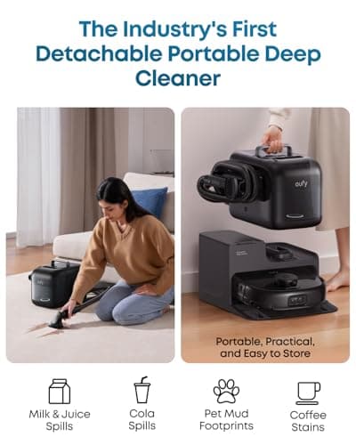 eufy Robot Vacuum Omni E28 - 20,000Pa Turbo Suction, HydroJet Always-Fresh 11.4" Roller Mop, World's First Portable Deep Cleaner, DuoSpiral Zero-Tangle Brushes, CornerRover Arm, 75-Day Self-Emptying Omni Station — image 4
