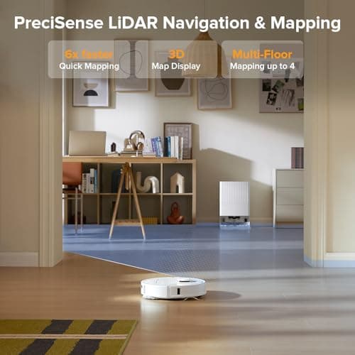 Roborock QV 35A Robot Vacuum and Mop - 8000Pa HyperForce Suction | Tangle-Free Brush System | 200RPM Dual Spinning Mops | Reactive Tech Obstacle Avoidance | PreciSense LiDAR Navigation | Self-Emptying Robot Vacuum for Pet Hair — image 8
