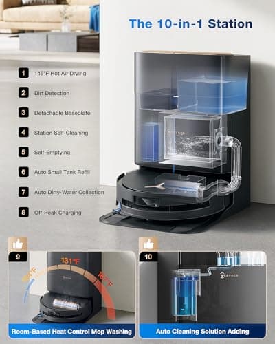 ECOVACS DEEBOT X9 PRO - 16,600Pa BLAST Suction 34.5 CFM Airflow, OZMO ROLLER Instant Self-Washing Mop 220RPM, 10-in-1 Omni Station 167°F Mop Wash, ZeroTangle 3.0, TruEdge 2.0 100% Coverage, AI Stain Detection 2.0 — image 7
