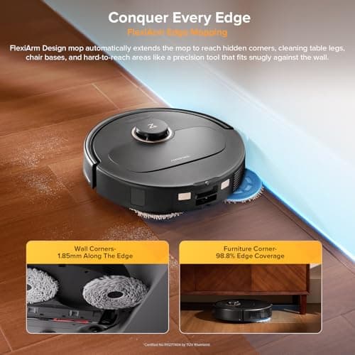 roborock Qrevo S5V Robot Vacuum and Mop - 12,000Pa HyperForce Suction, FlexiArm Edge Mopping, SGS-Certified Triple Anti-Tangle, 45°C Warm Air Drying, Auto Self-Emptying 7-Week Dust Bag, PreciSense LiDAR, Self-Emptying Robot Vacuum for Pet Hair — image 4