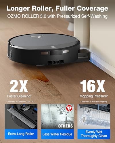 ECOVACS DEEBOT T90 PRO OMNI Robot Vacuum and Mop - 30,000Pa BLAST Suction | OZMO Roller 3.0 Instant Self-Cleaning Mop | TruEdge 3.0 Deep Edge Cleaning | ZeroTangle 4.0 | PowerBoost Charging | Hot Water Wash | AI Obstacle Avoidance | Self-Emptying Robot — image 2