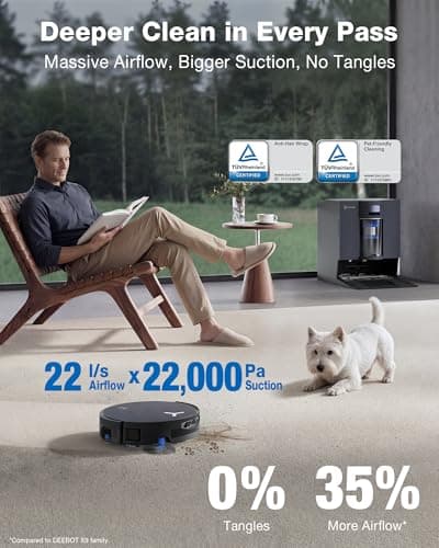 ECOVACS DEEBOT X12 OmniCyclone - FocusJet Pre-Spray World First, OZMO ROLLER 3.0 Self-Heating 220RPM, 22,000Pa BLAST Suction 46.6 CFM, PowerBoost 456-Min Nonstop Cleaning, Bagless OmniCyclone Station, TruEdge 3.0 — image 4