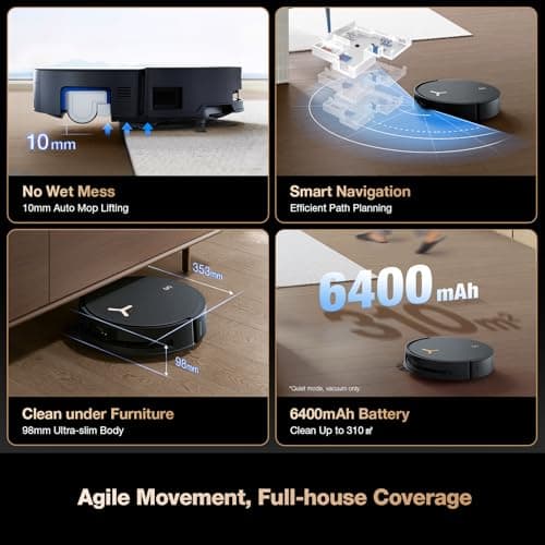 ECOVACS DEEBOT X8 PRO OMNI Robot Vacuum and Mop, 18,000Pa Suction, OZMO ROLLER Instant Self-Washing Gen 3 Mopping, 16 Nozzles 200RPM, ZeroTangle 2.0 0% Tangling, TruEdge 2.0 100% Coverage, 12-in-1 OMNI Station 167°F Mop Wash 145°F Dry, AIVI 3D 3.0 — image 7