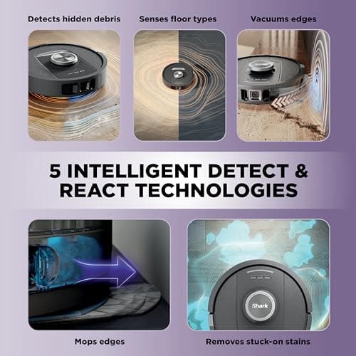 Shark PowerDetect RV2820YE Robot Vacuum and Mop - NeverTouch Self-Emptying Refilling Base, 60-Day Debris Capacity, 30-Day Water Tank, Self-Drying Mop Pad, 5 PowerDetect Technologies, NeverMiss 50% Better Edge Cleaning, Sonic Mopping, 360° LiDAR Navigation — image 3