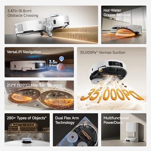 DREAME L60 Pro Ultra Robot Vacuum and Mop Combo | 35,000Pa Vormax Suction | 3.47in ProLeap Obstacle Crossing | VersaLift LiDAR Under-Furniture Cleaning | 212°F Hot-Water Mop Self-Cleaning | 100-Day Self-Emptying | 280+ Object Avoidance — image 9