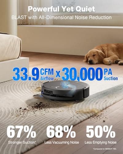 ECOVACS DEEBOT T90 PRO OMNI Robot Vacuum and Mop - 30,000Pa BLAST Suction | OZMO Roller 3.0 Instant Self-Cleaning Mop | TruEdge 3.0 Deep Edge Cleaning | ZeroTangle 4.0 | PowerBoost Charging | Hot Water Wash | AI Obstacle Avoidance | Self-Emptying Robot — image 3