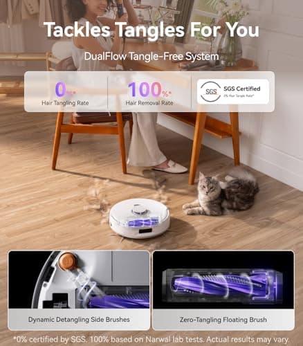 NARWAL Freo Z10 Robot Vacuum and Mop Combo - DualFlow Tangle-Free System | 15,000Pa Hyper Suction | AI Adaptive Hot Water Mop | 120-Day Self-Emptying | MopExtend EdgeSwing Corner Coverage | AI DirtSense | LiDAR 4.0 Navigation — image 2