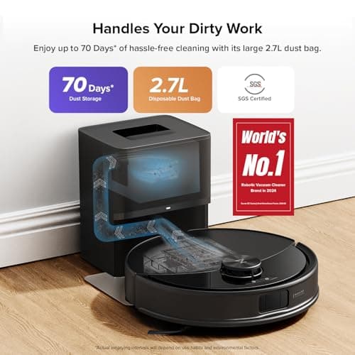 roborock Q10 S5+ Robot Vacuum and Mop - Upgraded from Q8 Max+, 10,000Pa HyperForce Suction, VibraRise 2.0 Sonic Mopping, Dual Anti-Tangle Design, Auto Mop Lifting 8mm Ultrasonic Carpet Detection, RockDock Plus 70-Day 2.7L SGS-Certified — image 2