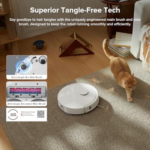 Roborock QV 35A Robot Vacuum and Mop - 8000Pa HyperForce Suction | Tangle-Free Brush System | 200RPM Dual Spinning Mops | Reactive Tech Obstacle Avoidance | PreciSense LiDAR Navigation | Self-Emptying Robot Vacuum for Pet Hair — image 5