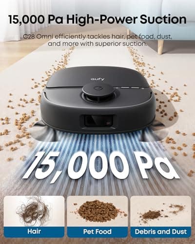 eufy C28 Robot Vacuum and Mop Combo - HydroJet Always-Fresh Roller Mop | 15,000Pa Turbo Suction | DuoSpiral 0% Tangle Brush | 75-Day Self-Emptying Omni Station | iPath 2.0 LiDAR Navigation | Auto Mop Washing and Drying — image 6