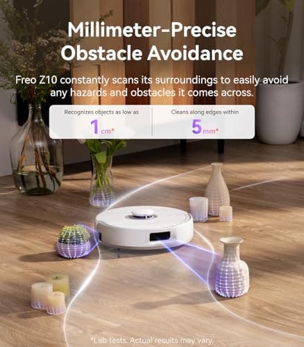 NARWAL Freo Z10 Robot Vacuum and Mop Combo - DualFlow Tangle-Free System | 15,000Pa Hyper Suction | AI Adaptive Hot Water Mop | 120-Day Self-Emptying | MopExtend EdgeSwing Corner Coverage | AI DirtSense | LiDAR 4.0 Navigation — image 7