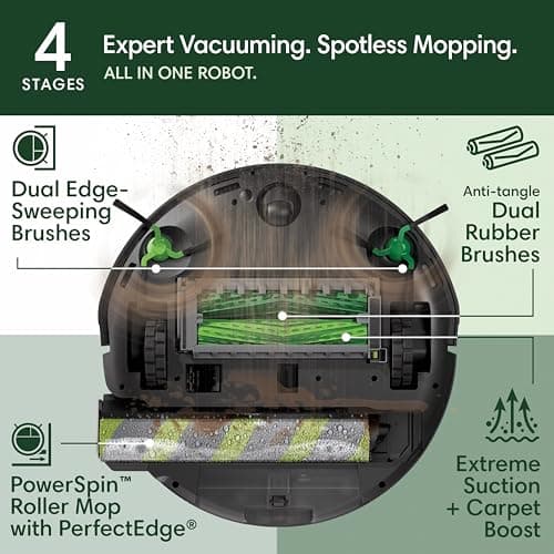 iRobot Roomba Max 705 Combo Robot Vacuum and Mop, AutoWash Dock 75-Day Auto-Empty 161°F Mop Wash 122°F Dry, PowerSpin Roller Mop 200RPM Continuous Self-Wash, Exclusive Retractable Mop Cover, 1.75x Suction, SmartScrub, ClearView Pro LiDAR 5-Map — image 4