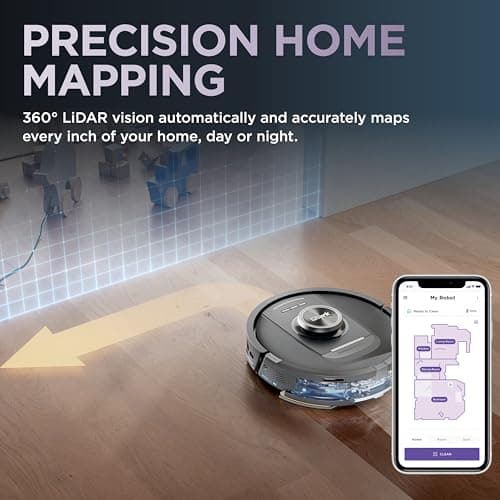 Shark PowerDetect RV2820YE Robot Vacuum and Mop - NeverTouch Self-Emptying Refilling Base, 60-Day Debris Capacity, 30-Day Water Tank, Self-Drying Mop Pad, 5 PowerDetect Technologies, NeverMiss 50% Better Edge Cleaning, Sonic Mopping, 360° LiDAR Navigation — image 9