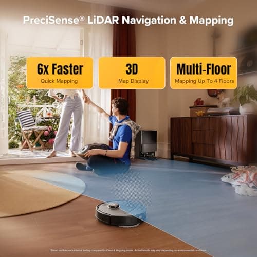 roborock Qrevo S5V Robot Vacuum and Mop - 12,000Pa HyperForce Suction, FlexiArm Edge Mopping, SGS-Certified Triple Anti-Tangle, 45°C Warm Air Drying, Auto Self-Emptying 7-Week Dust Bag, PreciSense LiDAR, Self-Emptying Robot Vacuum for Pet Hair — image 8