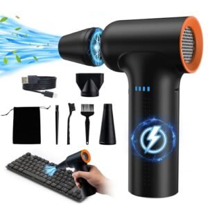 YEAHCO Compressed Air Duster - High Speed 300000RPM Electric Air Duster,120M/S 3 Gear 10000mAh Rechargeable Cordless Air Blower Turbo Fan, Jet Dry Blower for PC Computers Car Electronics