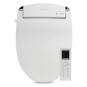 ALPHA BIDET JX2 Elongated Bidet Toilet Seat, White, Endless Warm Water, *NEW* Bowl Mist, LED Light, Quiet Operation, Wireless Remote, Stainless Steel Nozzle, Sittable Lid, 3 Year Warranty