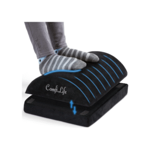 ComfiLife Foot Rest for Under Desk at Work – Adjustable Height Memory Foam Foot Stool for Under Desk, Office Chair & Gaming Chair – Ergonomic Footrest for Back & Hip Pain Relief (Black)