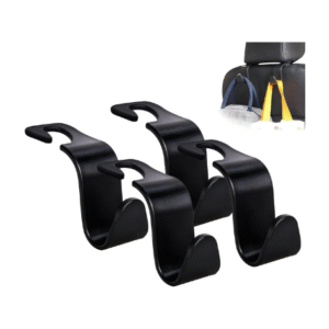 Amooca Car Seat Headrest Hook 4 Pack Hanger Storage Organizer Universal for Handbag Purse Coat fit Universal Vehicle Car Black S Type