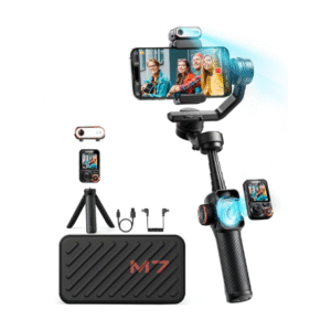 hohem iSteady M7 Gimbal Stabilizer for iPhone, Phone Gimbal with AI Tracking, 1.4″ Detachable Touchscreen Remote, Built-in Extension Rod, Fill Light, Phone Stabilizer for Video Recording, YouTube