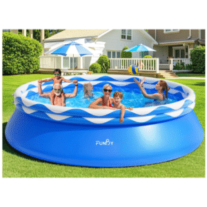 FunBy Upgraded Double Rings Inflatable Above Ground Pool Easy Set,Inflatable Swimming Pool for Adults,Inflatable Top Rings Above Ground Swimming Pool,Water Ripple Print,500 Gal Capacity (8ftx25in)