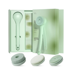 SWIMTO Body Scrubber Bath Brush, Electric Body Brush for Shower Back Scrubber,Equipped with IPX7 Waterproof Function,Inductive Charging,Dual Handle and a Rotating Skin Brush with 3 Brush Heads