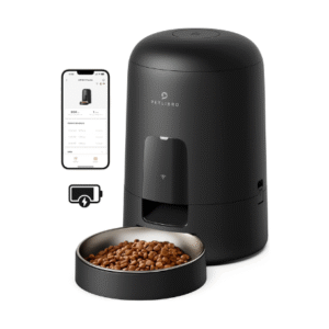 PETLIBRO Automatic Cat Feeder, Wi-Fi Rechargeable Cats Food Dispenser Battery-Operated with 30-Day Life, AIR 2.4G Wi-Fi Timed Pet Feeder for Cats & Dogs, 2L Auto Cat Feeder, Black