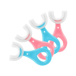 4 Pack U Shaped Toothbrush Kids, Soft Silicone Brush Head Whole Mouth with Handle 360 ° Oral Teeth Cleaning Design for Toddler Toothbrushes Age 2-6