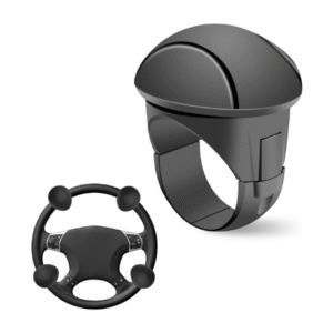 UGSHY 1 PC Car Steering Wheel Booster Ball, 360° Rotation Multi-functional Labor-saving One-hand Steering Assist, Anti-slip Silicone Power Handle Steering Wheel Spinner, Universal for Cars (Black)