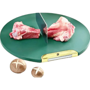 Cutting Board With Handle For Kitchen Food Grade Green Polypropylene Plastic Reversible Stand Alone Rotating Round Counter Top Juice Groove Side Grinder Premium Quality Chopping Boards