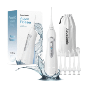 AquaSonic Water Flosser – Cordless Rechargeable Water Flossers for Teeth Cleaning – Waterproof Aqua Flosser, Portable Oral Irrigator for Dental Cleaning with 5 Jet Tips – Braces Home Travel