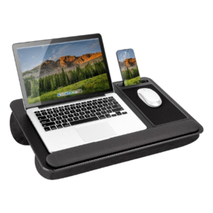 LAPGEAR Home Office Pro Lap Desk with Wrist Rest, Mouse Pad, and Phone Holder – Black Carbon – Fits up to 15.6 Inch Laptops – Style No. 91598