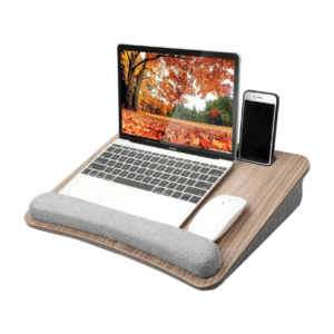 HUANUO Portable Lap Laptop Desk with Pillow Cushion, Fits up to 15.6 inch Laptop, with Anti-Slip Strip & Storage Function for Home Office Students Use as Computer Laptop Stand, Book Tablet