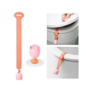 Xisakaca 2 Pcs Silicone Toilet Lid Cover Lifter, Toilet Seat Handle Lifter Kids Toilet Cover Holder, Bathroom Restroom Gadgets Accessories for Home Office Hotel, Handle Hygienic Clean (Orange)
