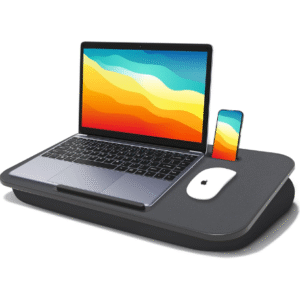 Lap Desk, Lap Desk with Cushion, Fits up to 17 inch Laptop, Pillow Designed, Portable Laptop Stand with Tray, Pad & Phone Holder, Home Office for Bed/Couch/Car/Reading/Writing,MillHome (Black)