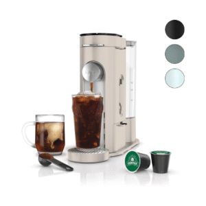 Ninja Pods & Grounds Single-Serve Coffee Maker, K-Cup Pod Compatible, Brews Grounds, Compact Design, 56-oz. Reservoir, 6-oz. Cup to 24-oz. Travel Mug Brew Sizes, Iced Coffee Maker, Stone, PB041ST