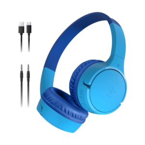 Belkin SoundForm Mini – Wireless Bluetooth Kids Headphones, 30H Battery, 85dB Safe Volume Limit, Built-in Microphone – Toddler On-Ear Earphones for iPhone, iPad, Fire Tablet, Ideal for School – Blue